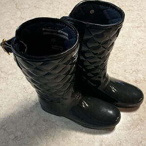 Hunter Quilted Tall Rain Boots - Black - Excellent Condition